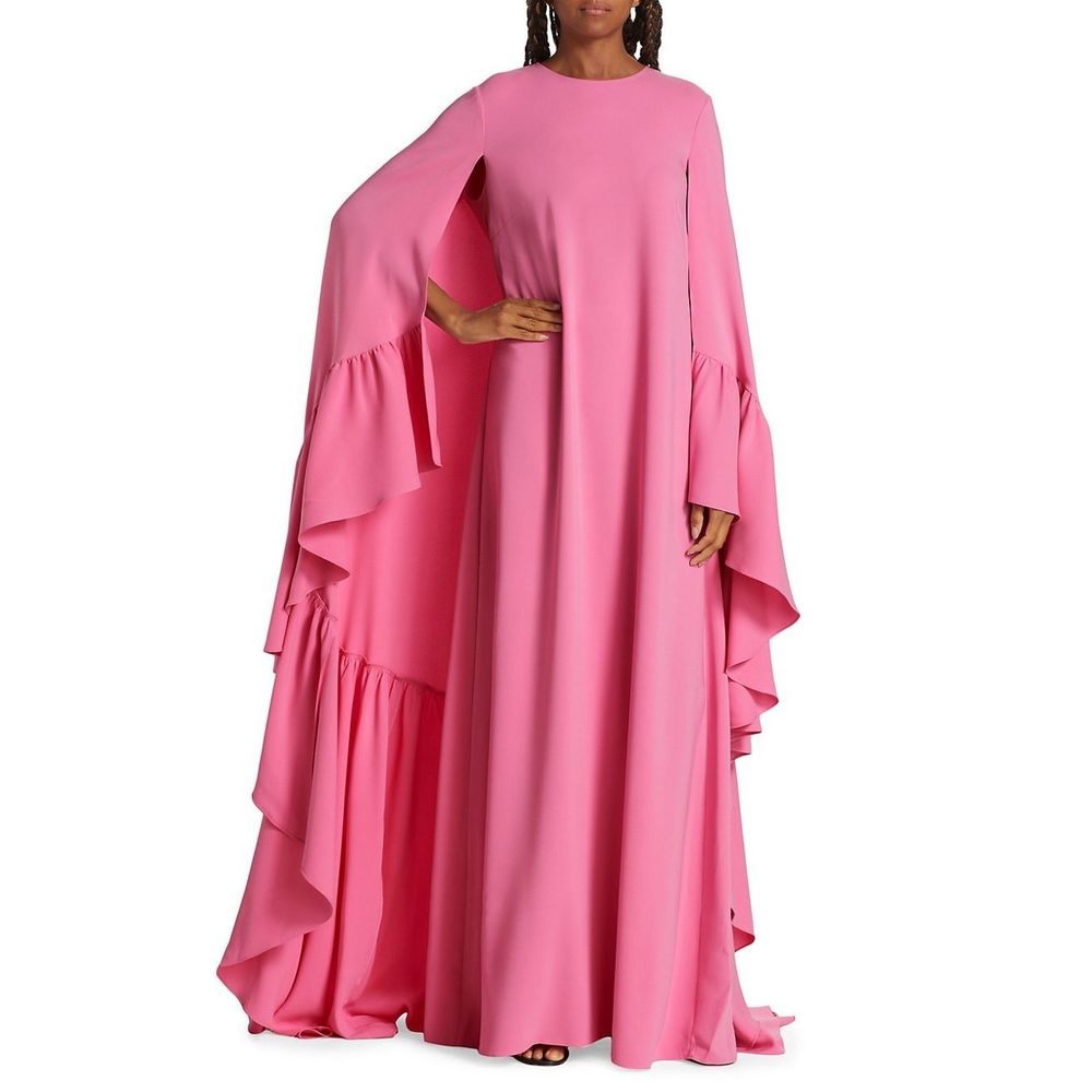Oscar de la Renta Ruffled Cape-Back Caftan Gown US 2 $5290